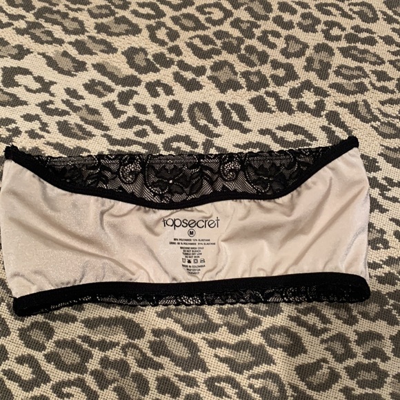 NWOT TOP SECRET WEAPON BANDEAU IN BLACK LACE WITH CHAMPAGNE COLOR LINING MEDIUM - Picture 11 of 12